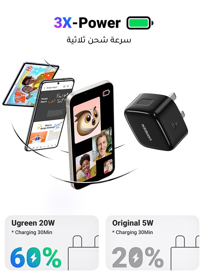 Ugreen iPhone 15 Pro Max Charger Fast PD20W USB C Wall Charger Fast Charging Type-C Charger Plug Universal Travel Adapter USB-C Plug Compatible for iPhone 15/15 Pro Max/15 Pro/15 Plus/14/13/12,Samsung,etc - Image 2